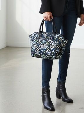 Vera Bradley Signature Print Trapeze Tote/Satchel  - Ink Blue